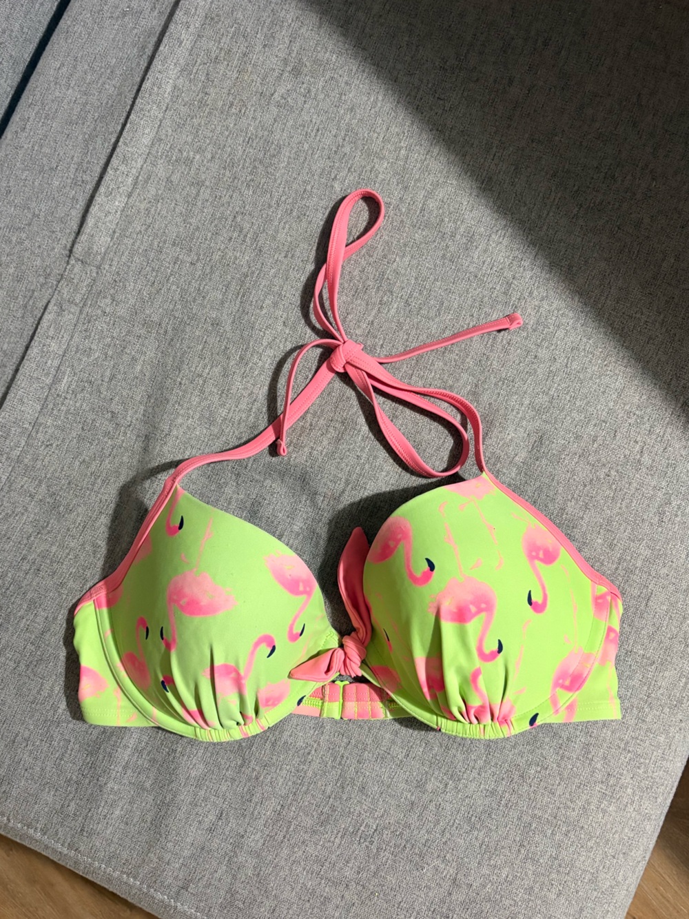 5/$20 Aerie Bridget Push Up Bikini Top Flamingos 36D - Picture 2 of 6